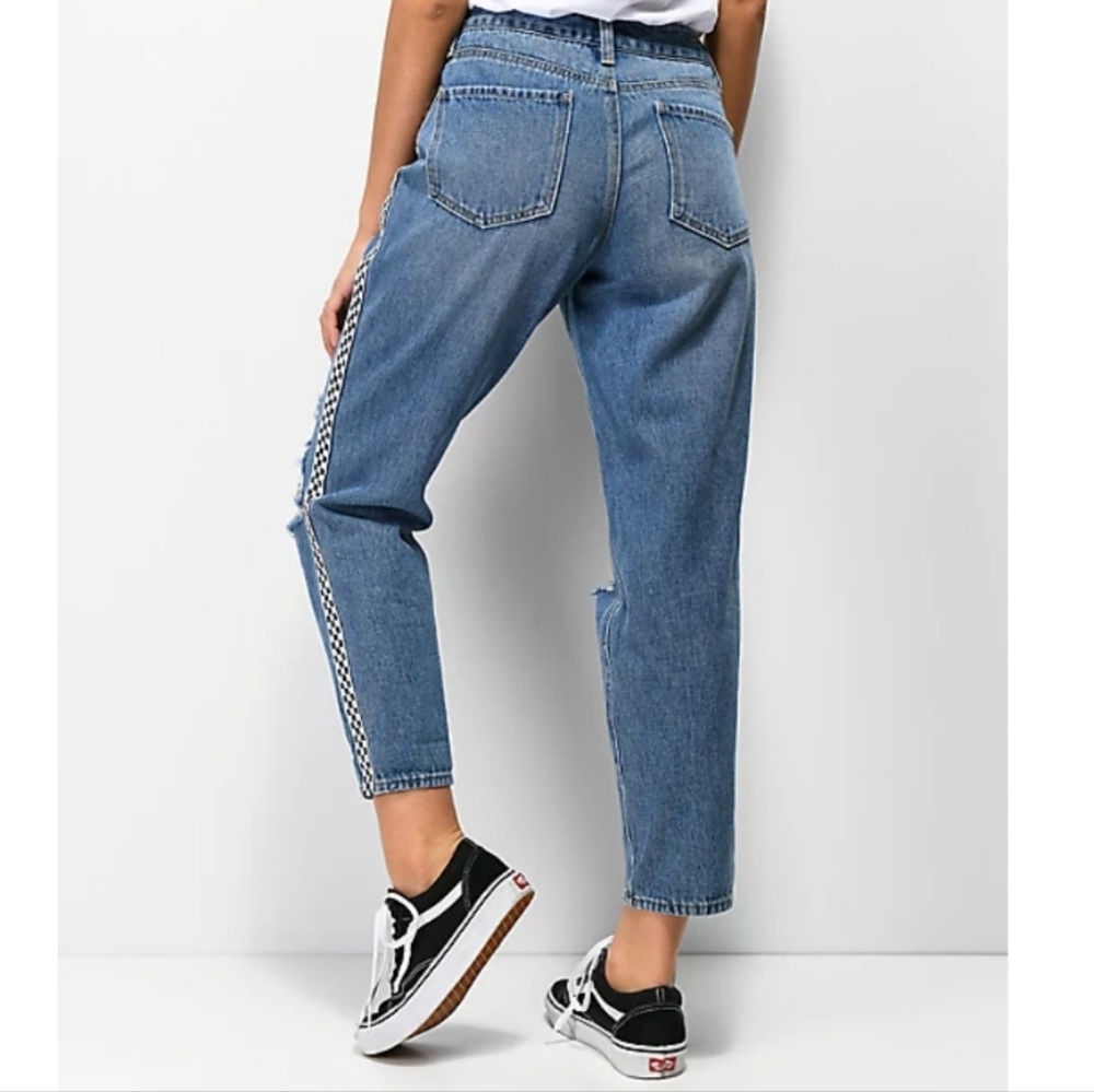 Emprye Eileen Checkered Side Stripe Distressed Mo… - image 2